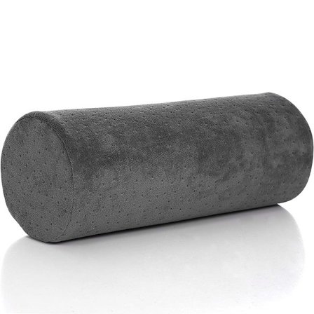 Rund Cervikal Rulle Cylinder Pude med Aftageligt Vaskbart Betræk, Ergonomisk Designet til Hoved, Nakke, Ryg og Ben, Grå