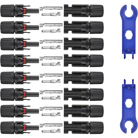 Solpanelkabelstik med monteringsværktøj, MC4 vandtætte solstik til PV-moduler, IP67-klassificerede 1000V 30A stik med skruenøgler til