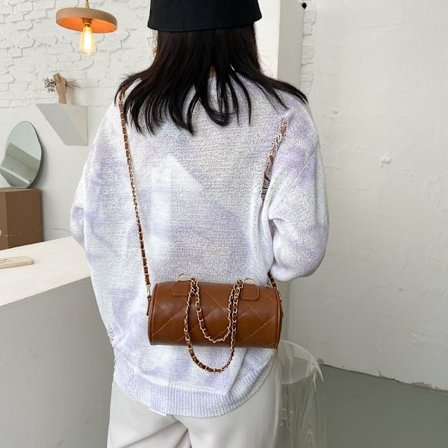 Mini sylindrisk crossbody-veske for damer rhombisk håndveske for damer messenger skuldertaske