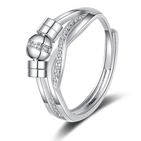 Silverringar för kvinnor, 925 Sterling Silverpläterad Fidget Ring Set - Justerbar Öppen Spinner Fidget Ångestring för Kvinnor Cubic Zirconia Jubileum