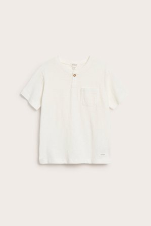 Newbie | T-shirt i slubtrikå med ficka Offwhite 110/116 | Offwhite