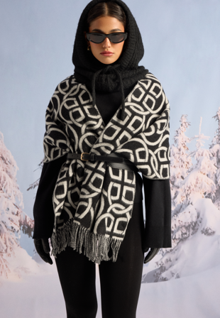 GANT G Pattern Wool Scarf Black Klær