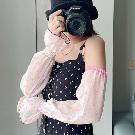 Sommar Chiffong Solskyddsärm Lång Dam Körning Cykling Andningsbar Lätt Solskydd Anti UV Lös Armskydd