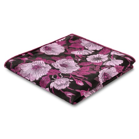 Dianthus | Pañuelo de bolsillo floral de seda rosa para hombres - Pañuelos de bolsillo estampados
