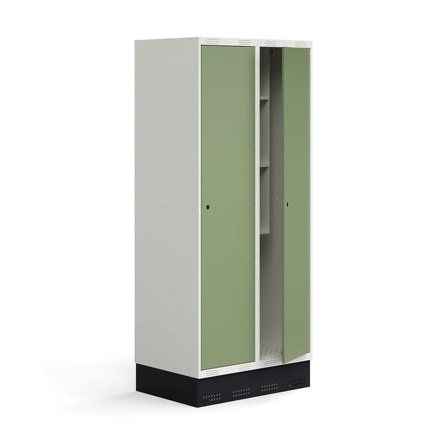 Skoleelevskab ROZ, 2 moduler, 2 døre, inkl. bund, 1890x800x550 mm, lysegrøn