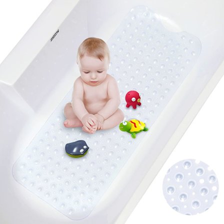 101x 40,5 cm sklisikker badematte med kraftige sugekopper,