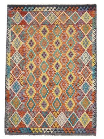 Dywan Orientalny Kilim Afgan Old Style 204X287 Brunatny/Zielony (Wełna, Afganistan)