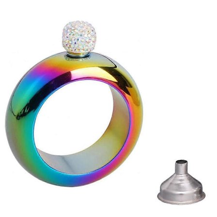 Armbandsflaska 10 cl, Armbandsflaska i rostfritt stål för alkohol, vin, whisky, vodka, fickplunta, ge 1 trattA