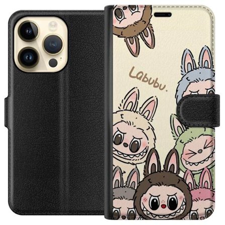 Kompatibelt Lommeboketui til Apple iPhone 14 Pro Monster kanindukke med blomsterkrans vinylfigur