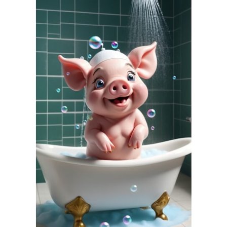 3st Söt Gris i Badkar Affisch 50×70 CM