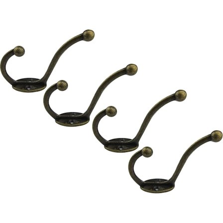 Set med 4 Vintage Antik Brons Effekt Krokar att Montera på Trä för Kappa, Hatt, Halsduk, Stor Storlek