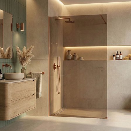 Duschvägg Rea Flexi Brown 90 Borstad Koppar