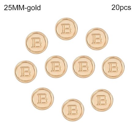 20 stk Metall Bokstav B-knapper Skjorteknapper GULL 25MM20STK 20STK