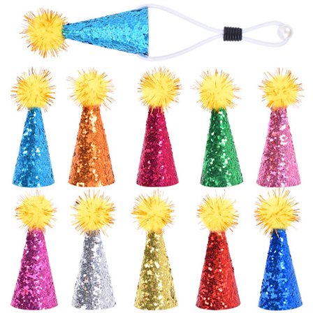 10 stk. fødselsdagshat til hunde, fødselsdagshat til katte med mini partyhatte til udstoppede dyr, justerbare pandebånd, søde fødselsdagshatte P