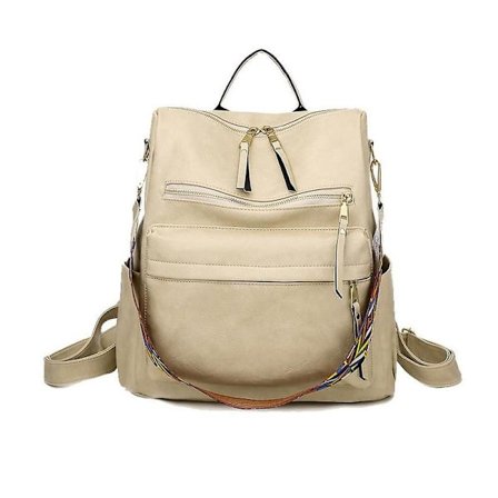 Læderrygsæk til kvinder, skoletasker med høj kapacitet, rejserygsække til kvinder