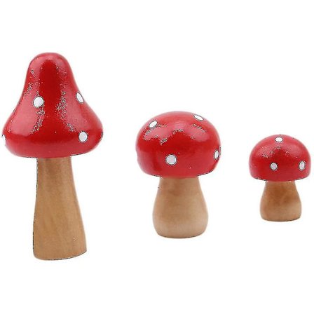 3 stk. Tresopp Miniatyr Sopp Hagemøbler Hjem Dekor Håndverk Mikro Landskap