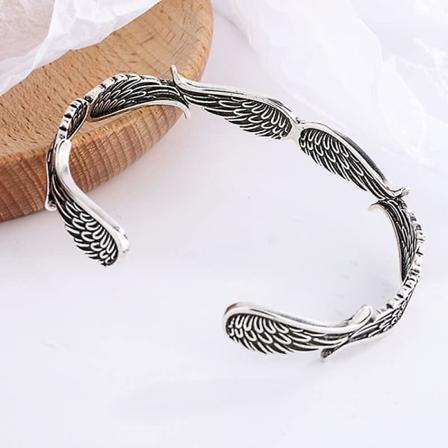 Retro Åpen Fjær Armbånd, Kvinners Temperament Armbånd Retro Engel Kvinners Armbånd Enkelt Temperament Engelvinger 1stk