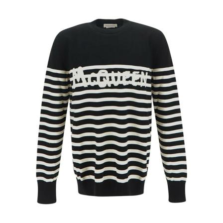 Alexander McQueen Striped Sweatshirt Sort, Herre Sweatshirts