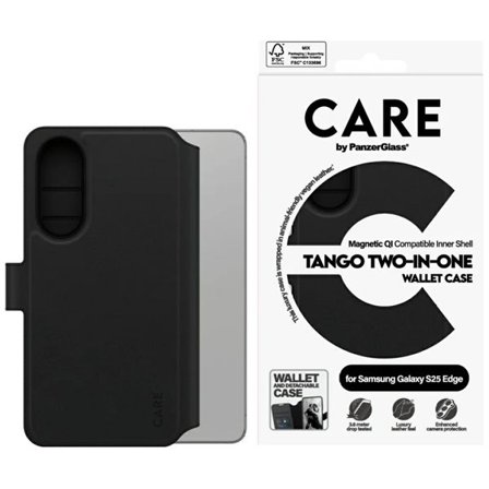 CARE by PanzerGlass Feature Tango 2in1 Wallet Qi Case for Samsung Galaxy S25 Edge - Svart