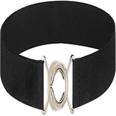 Dame strækbart smalt taljebælte, enkel stil, elastisk bælte til jeanskjoler, sort