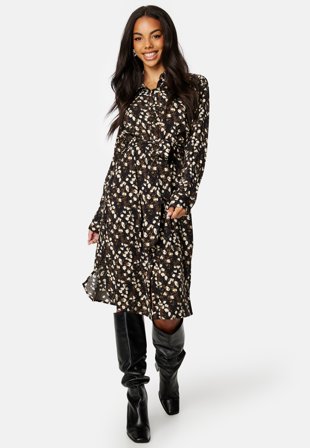 Object Collectors Item Leonora L/S Shirt Dress Black AOP:ANIMAL SPL Klær