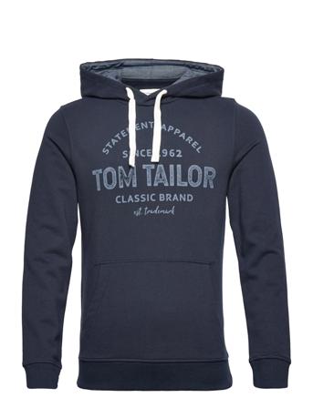 Hoody Sweatshirt With Frontprint Navy Tom Tailor