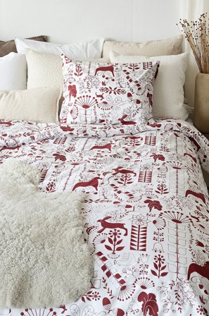 Borganäs of Sweden - Pussilakanasetti Äppelbo, 2 osaa - Punainen - Pussilakanasetit - 150X210 - - Homeroom