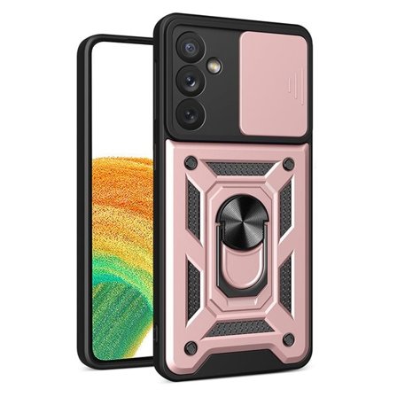Hybrid Armor Camshield-etui for Samsung Galaxy A14 pansret etui med kameradeksel rosa