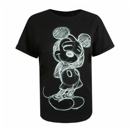Disney Dam/Dam Blyg Musse Pigg T-shirt Svart/Vit Black/White L