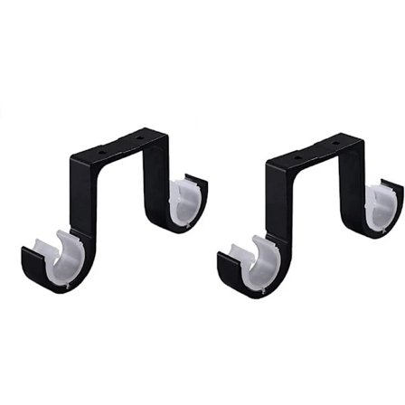 【xj】2 Kattokiinnikkeet Musta Kiinnike Kaksoisverhotangon Kiinnike Alumiiniseos Verhotangon Kiinnike