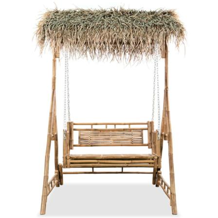 Vidaxl 2-sits Hammock Med Palmblad Bambu 202 Cm Brun