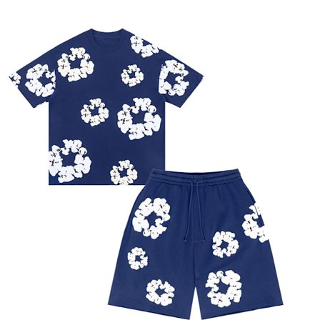 Denim Tears Sommer Kortermet Klesett for Menn Blå