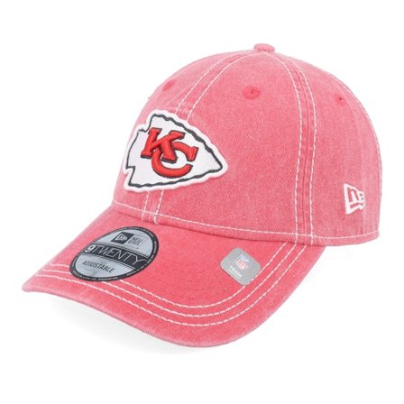 New Era - NFL Red unconstructed Czapka Z Daszkiem - Kansas City Chiefs Washed Contrast 9TWENTY Red Dad Cap @ Hatstore