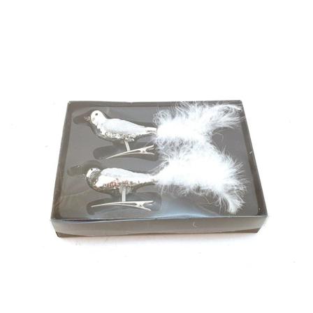 Fågel Glas Vita 2-pack 17 Cm Vit