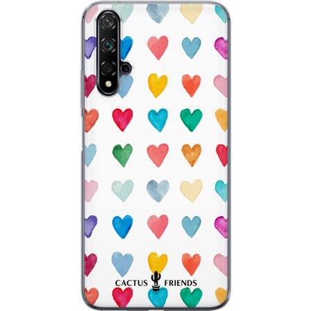 Yhteensopiva Puhelinkuori Huawei Huawei nova 5T Cactus and Friends - Watercolor Love Grid