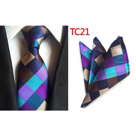 Herr slips Paisley vävd siden slips set med ficka Suqare F