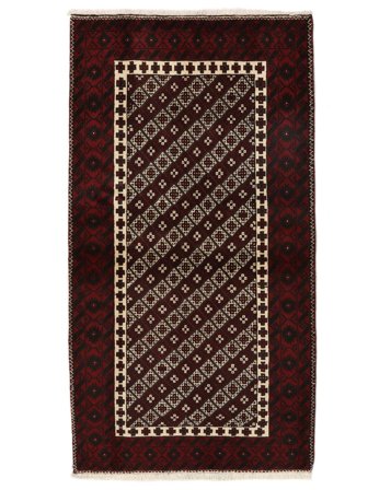 Baluch Rug 101X186 Black/Brown Wool, Persia