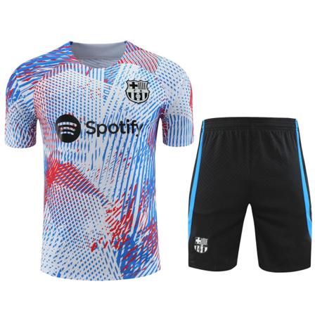 23-24 klubb Barcelona kortärmad fotboll vuxen träningsställ White M