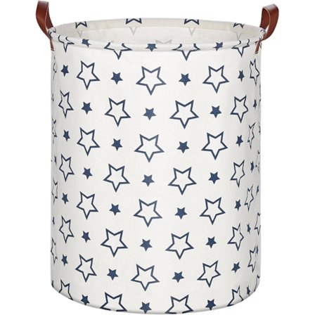 Sammenleggbar klesvaskurv med håndtak - Blå stjerner 40x50cm, Stor S