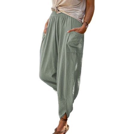 Womens Plus Size Byxor Sommar Casual Loose Pants Yoga Byxor green