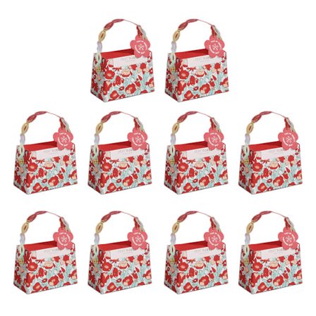 10 stk. Bryllups slikæske Rose mønster gavepose håndholdt bryllup slik gaveæske rød 5x10x7.5cm/2.0x3.9x3.0in