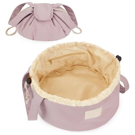 Lazy sminkväska med dragsko, lämplig för dagligt bruk, magisk sminkväska med dragsko och liten ficka, lämplig för kvinnor (rosa)