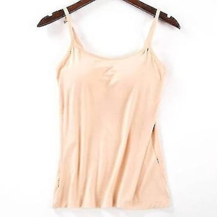Dame Vattert Myk Casual BH Tanktopp Dame Spaghetti Cami Topp Vest Kvinnelig Camisole Med Innebygd BH Beste Gave (L Aprikos)-FY