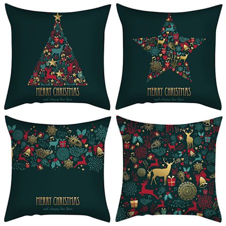 Betræk, julepudebetræk, 4 stk. julepudebetræk, 45x45cm Dekorativt betræk med skjult lynlås, Chris Sunmostar