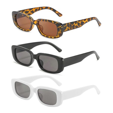 3 stk rektangulære solbriller retrostil UV-beskyttelse trendy solbriller for menn kvinner (FMY)