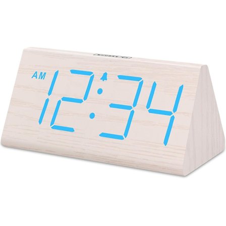 Træ Digital Vækkeure til Soveværelser - Elektrisk Bordur med Store Tal, USB-port, Batteri