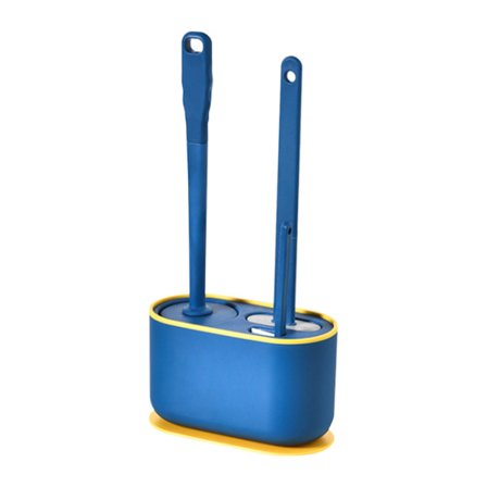 Blåt multifunktionelt toiletbørstesæt med langt håndtag til dyb rengøring og nem opbevaring