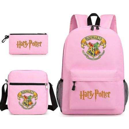 Lasten Harry Potter kolmiosainen koululaukku painettu suurikapasiteettinen ulkoreppu#1 DB pink