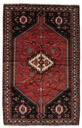 Tapis Shiraz 165X253 Noir/Rouge Foncé (Laine, Perse)