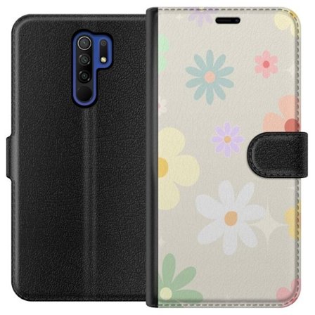 Plånboksfodral till Xiaomi Redmi 9 med fejdande blommor